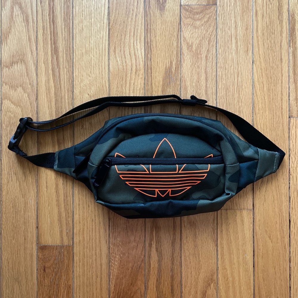 Adidas Green Camouflage Waist Bag with Orange Logo